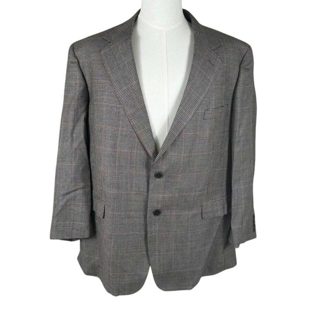Brooks Brothers Blazer Mens 48R Brown Houndstooth Wool Sport Coat Italy Heritage